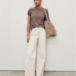 Mango Cream Wide-Leg Jeans